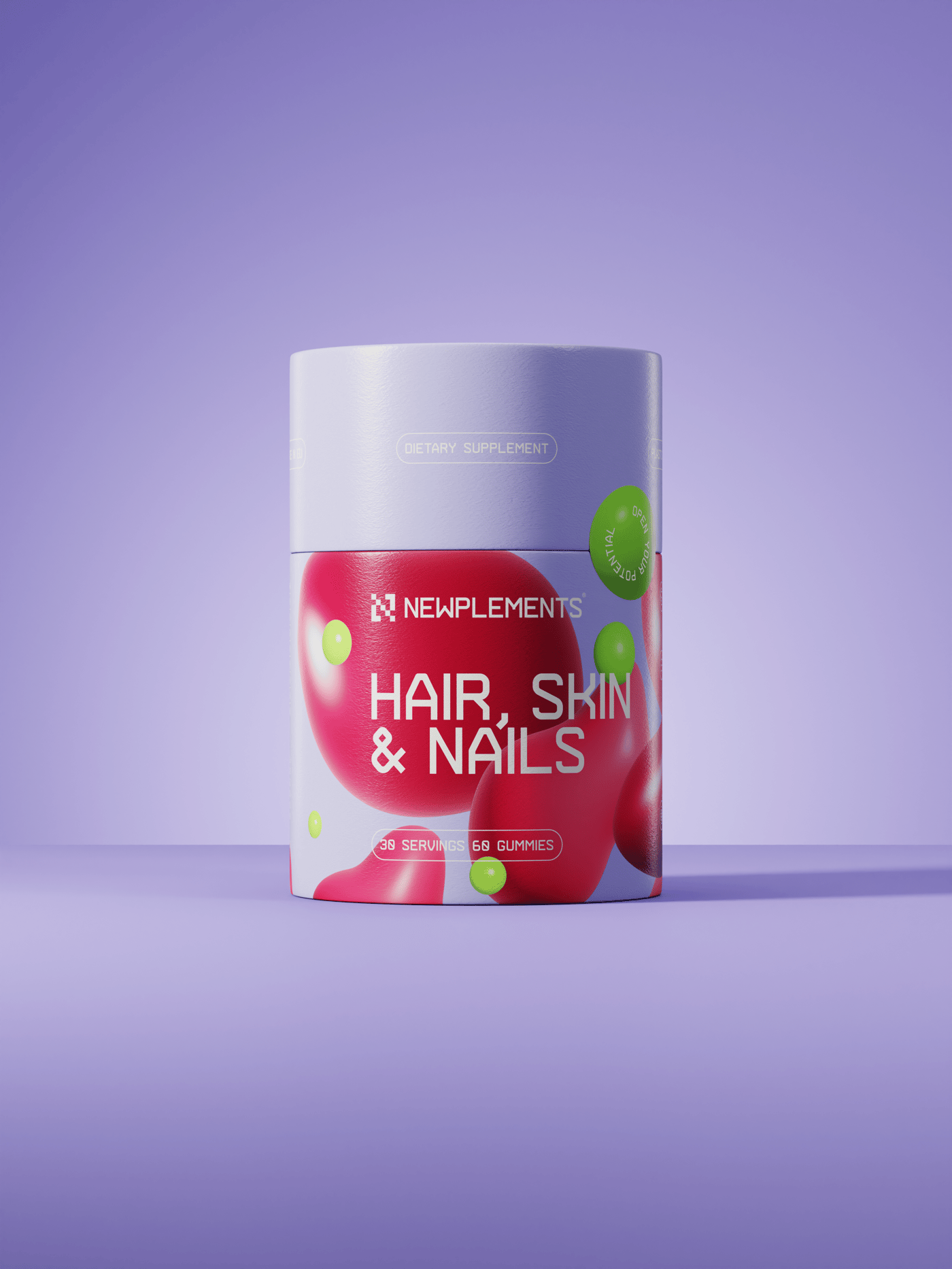 3D rendering of hair, skin and nails gummies