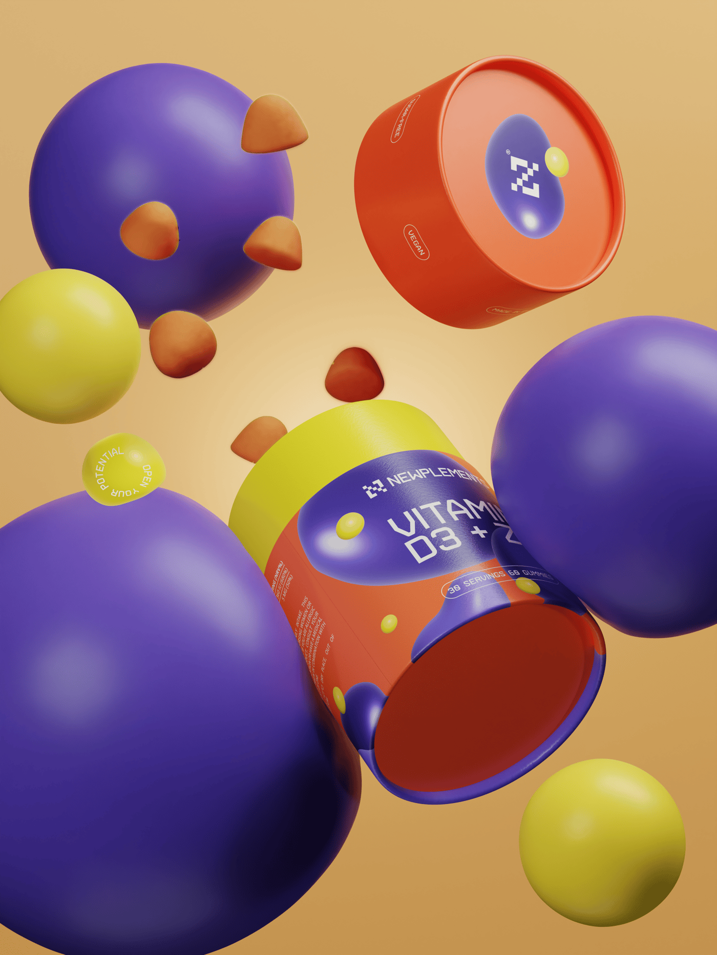 3D rendering of vit d3 gummies